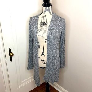Gray duster sweater with side slits